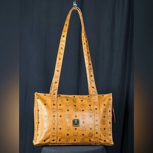 MCM Cognac Visetos Shoulder Bag with Monogram